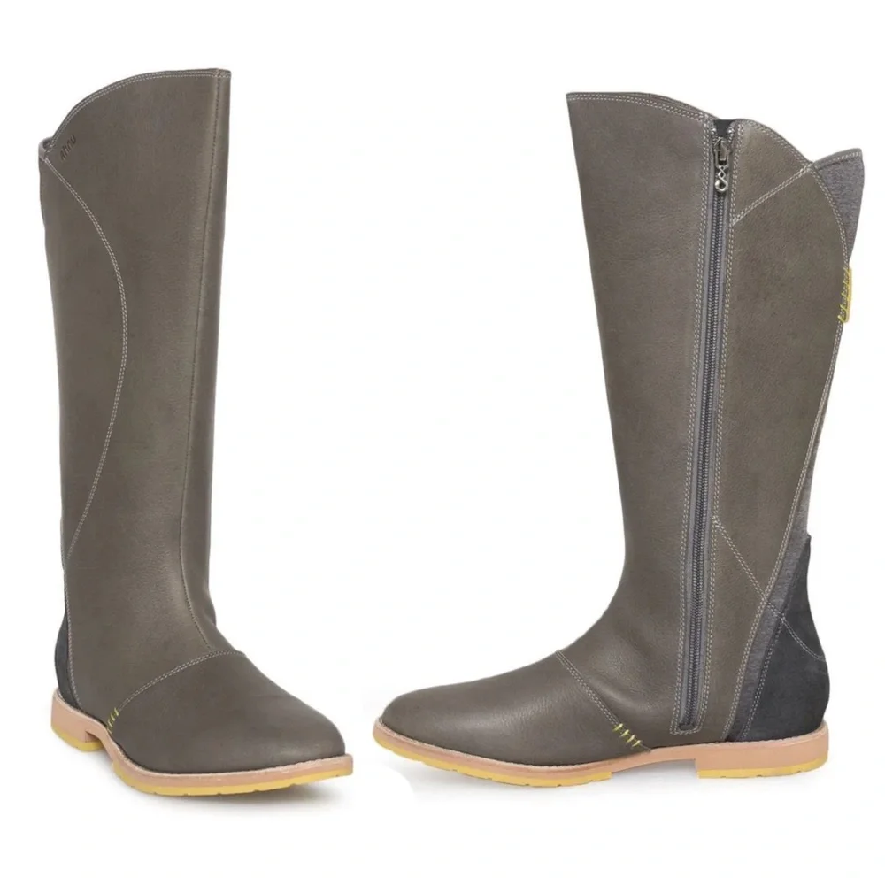 AHNU Helena Pewter Tall Leather Boots